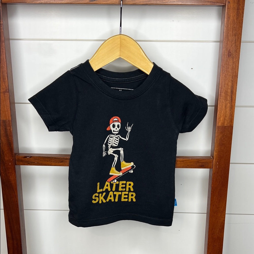 “later skater” black baby tee